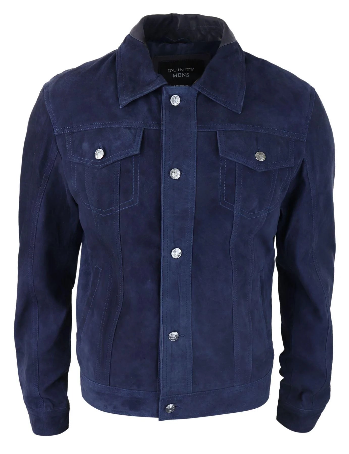 Mens Genuine Suede Jacket Leather Jeans Denim Short Mens Biker