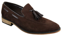 Mens Italian Slip On Driving Shoes Loafers Tassle Suede Leather Blue Black Brown