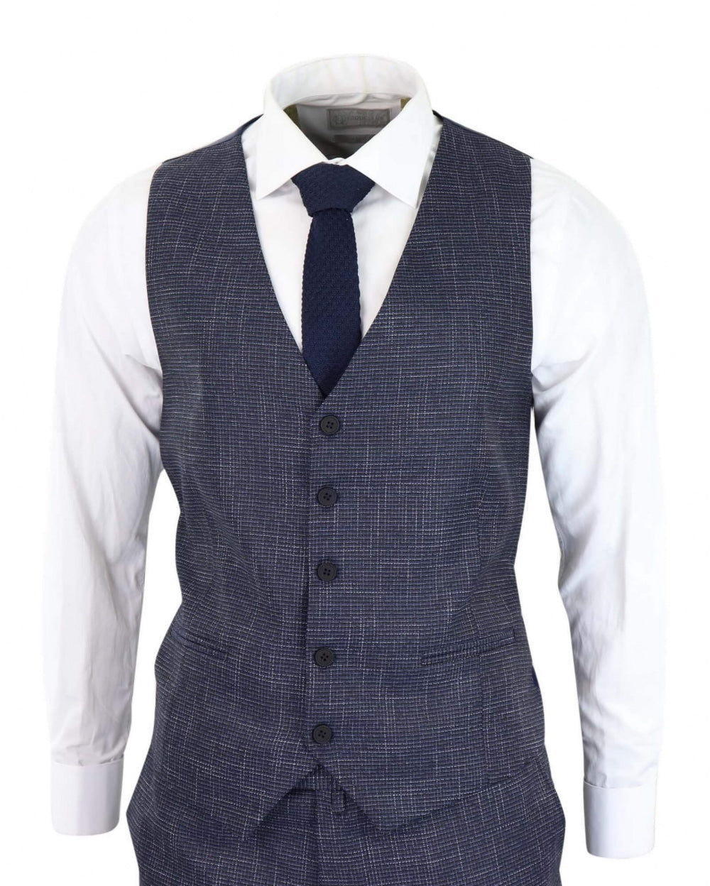 Navy-Blue Graph Check 3 Piece Suit - RK20-02