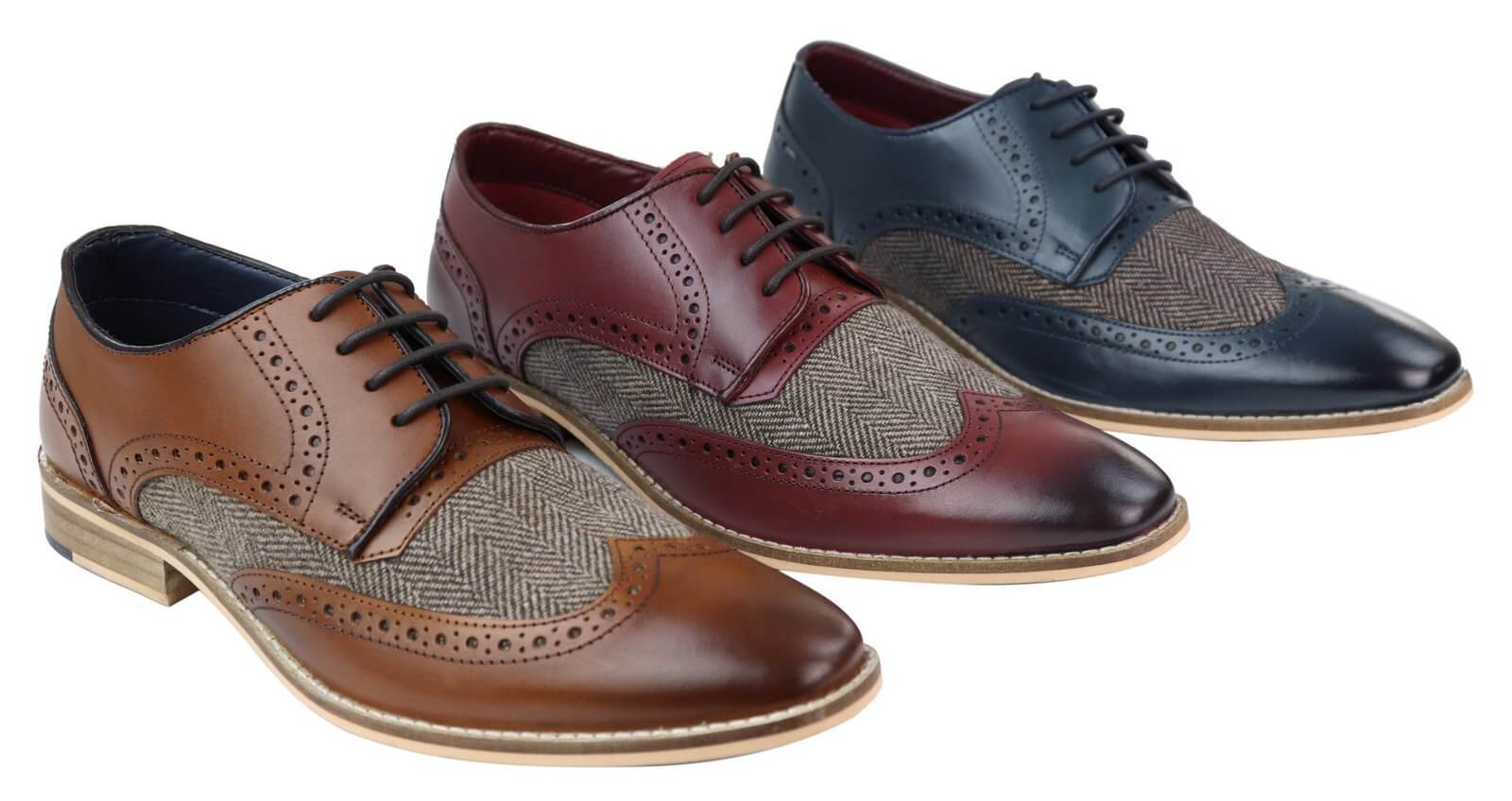 Mens Leather Tweed 1920s Gatsby Shoes: Buy Online Happy Gentleman