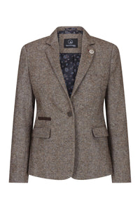 Womens Blazer 1920s Vintage Blinders Tan Brown Herringbone Tailored Fit