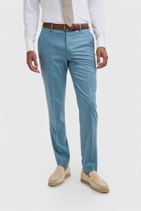 James - Men's Navy Blue Wool Formal Trousers