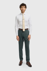 Thomas - Men's Olive Wool Blend Herringbone Tweed Trousers