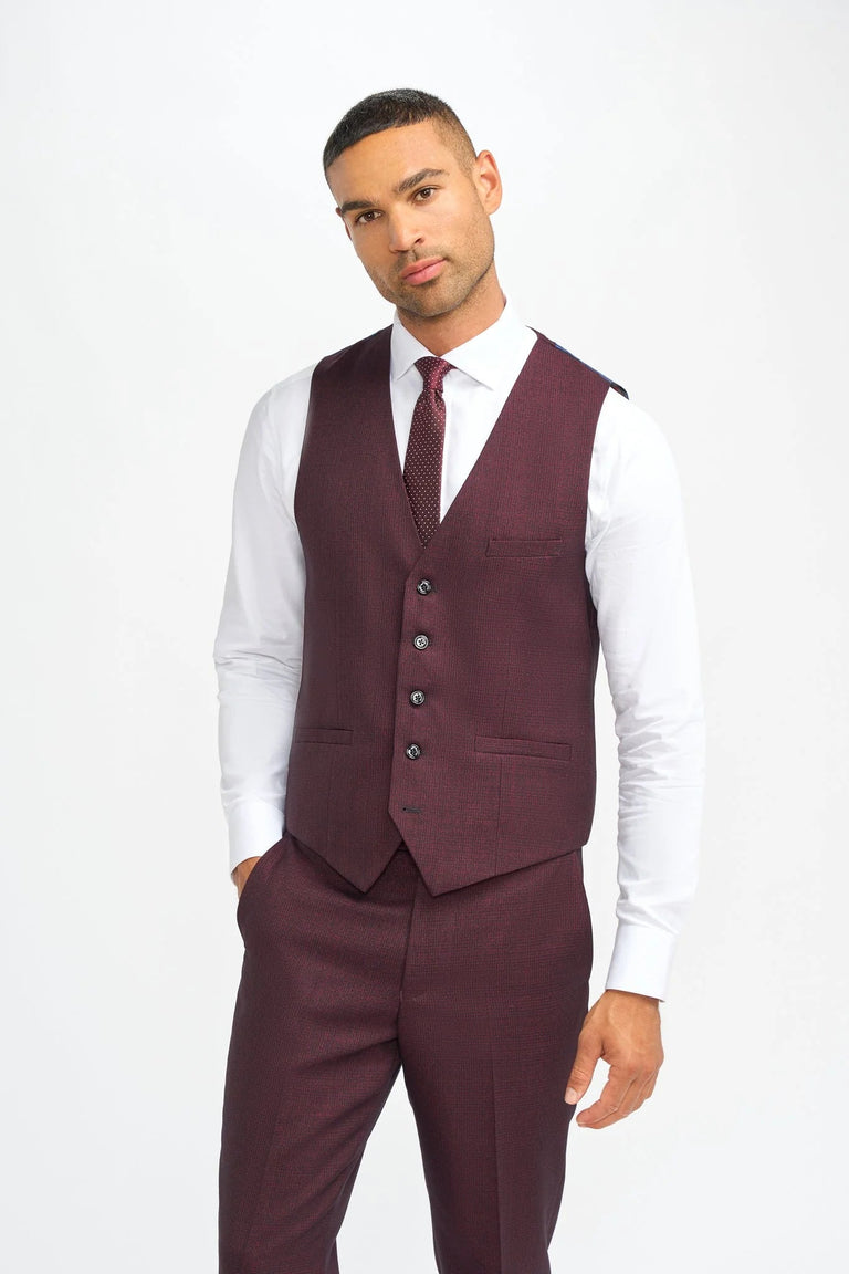 Caridi - Men's Burgundy Checked Trousers