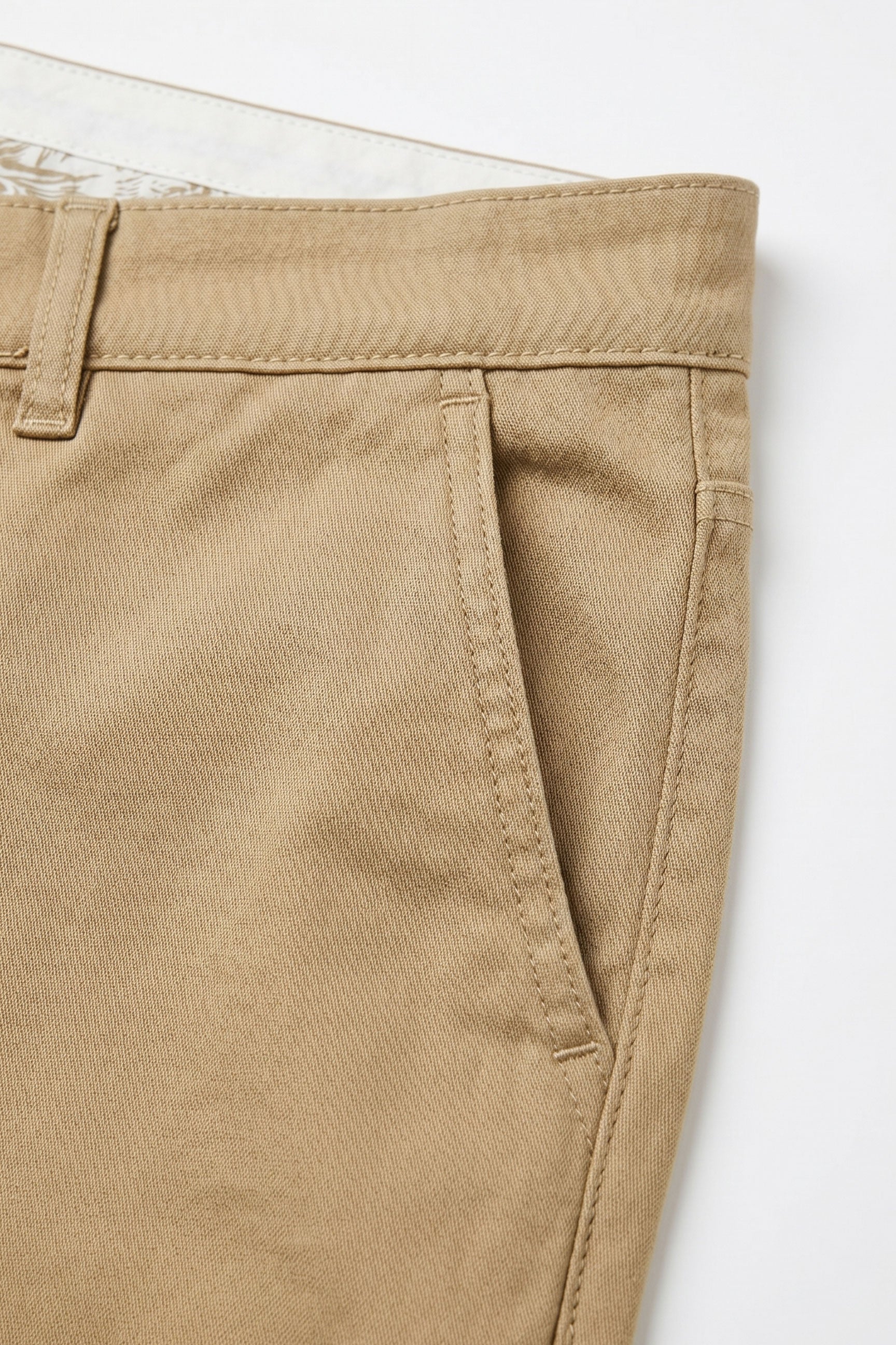 Men’s Khaki Linen Blend Chino Trousers Tencel Cotton Thin Summer Material