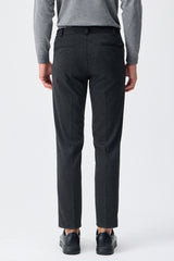 Men’s Taupe Charcoal Smart Drawstring Trousers Tailored Tapered Fit