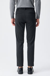 Men’s Taupe Charcoal Smart Drawstring Trousers Tailored Tapered Fit