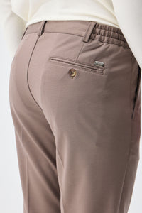 Men’s Taupe Brown Smart Drawstring Trousers Tailored Tapered Fit