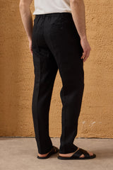 Men’s Black Linen Smart Casual 2 Piece Suit Zip Front Safari Style Summer