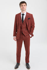 Rust Herringbone Tweed 3 Piece Suit