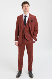 Rust Herringbone Tweed 3 Piece Suit