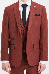 Rust Herringbone Tweed 3 Piece Suit