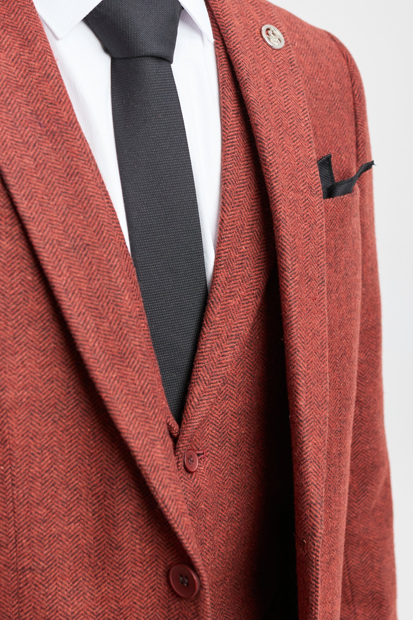 Rust Herringbone Tweed 3 Piece Suit