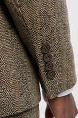 Oak-Brown Herringbone Tweed 3 Piece Suit