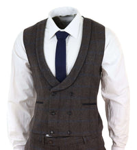 Brown Check 3 Piece Tweed Suit