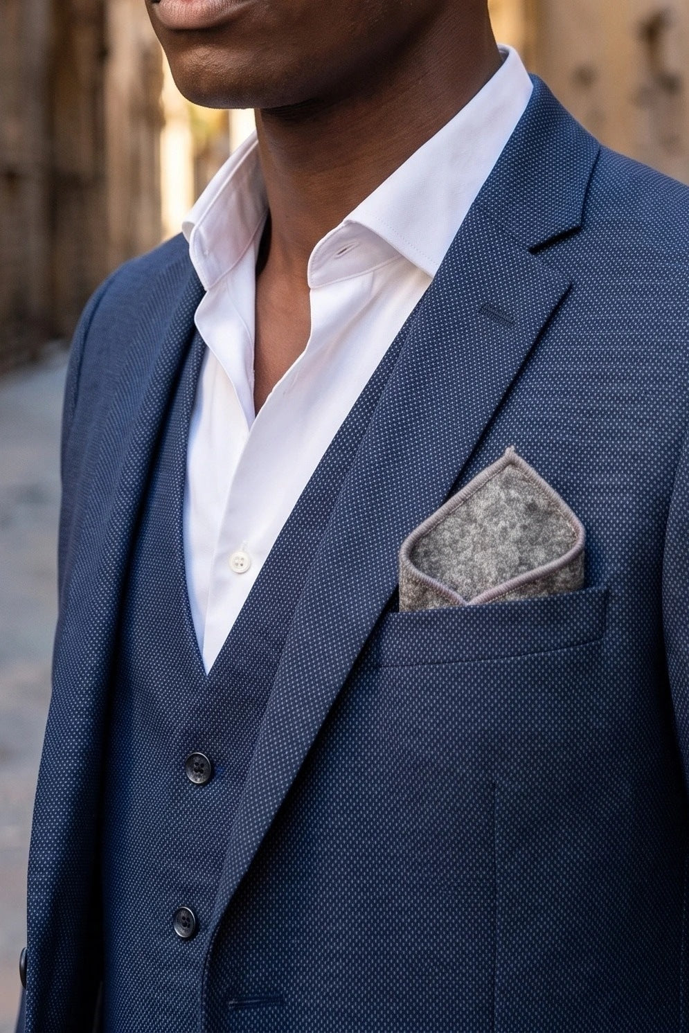 Men’s Grey Tweed Pocket Square