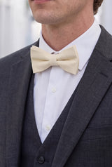 Men’s Ivory Double Layer Bow Tie