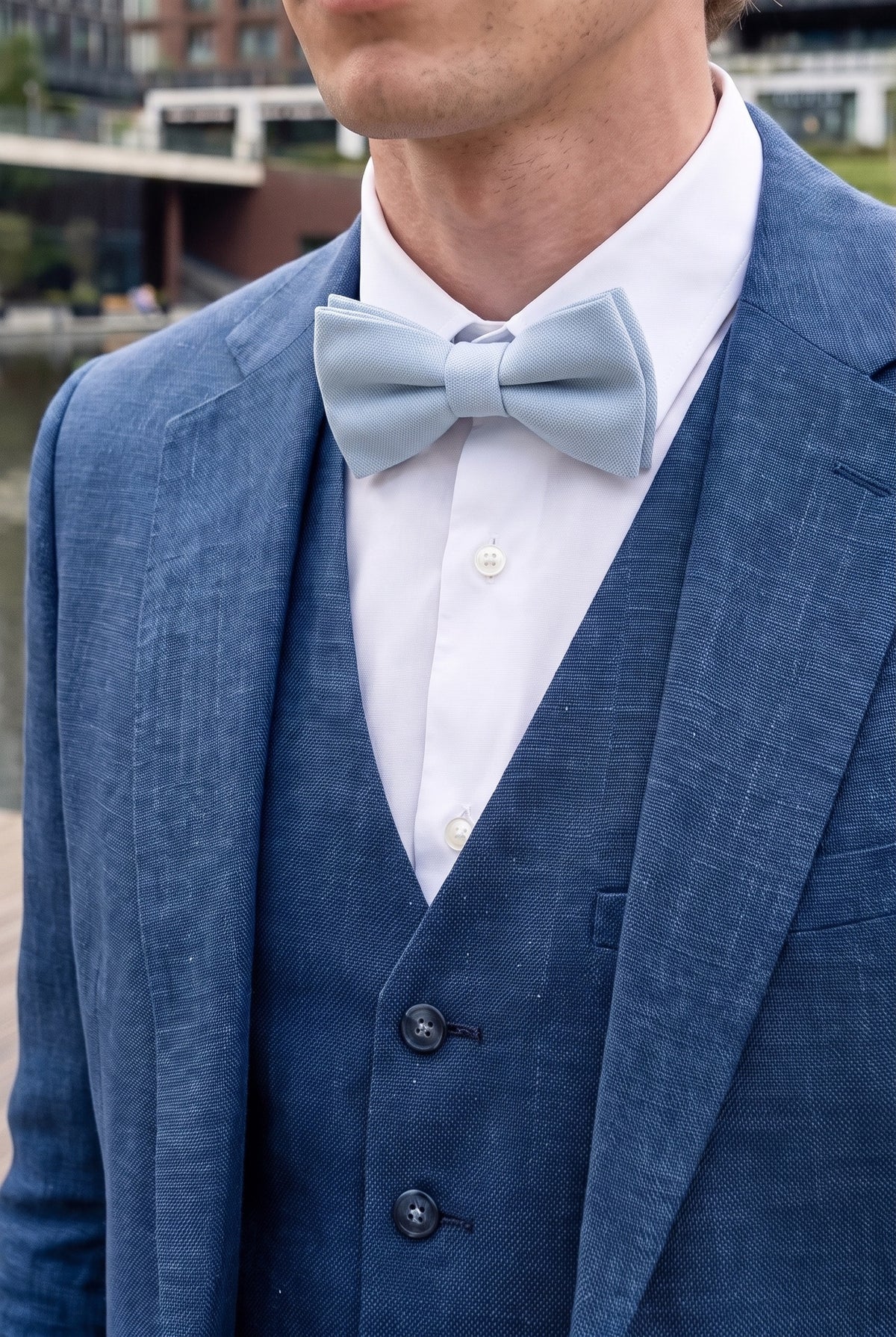 Men’s Light Blue Double Layer Bow Tie