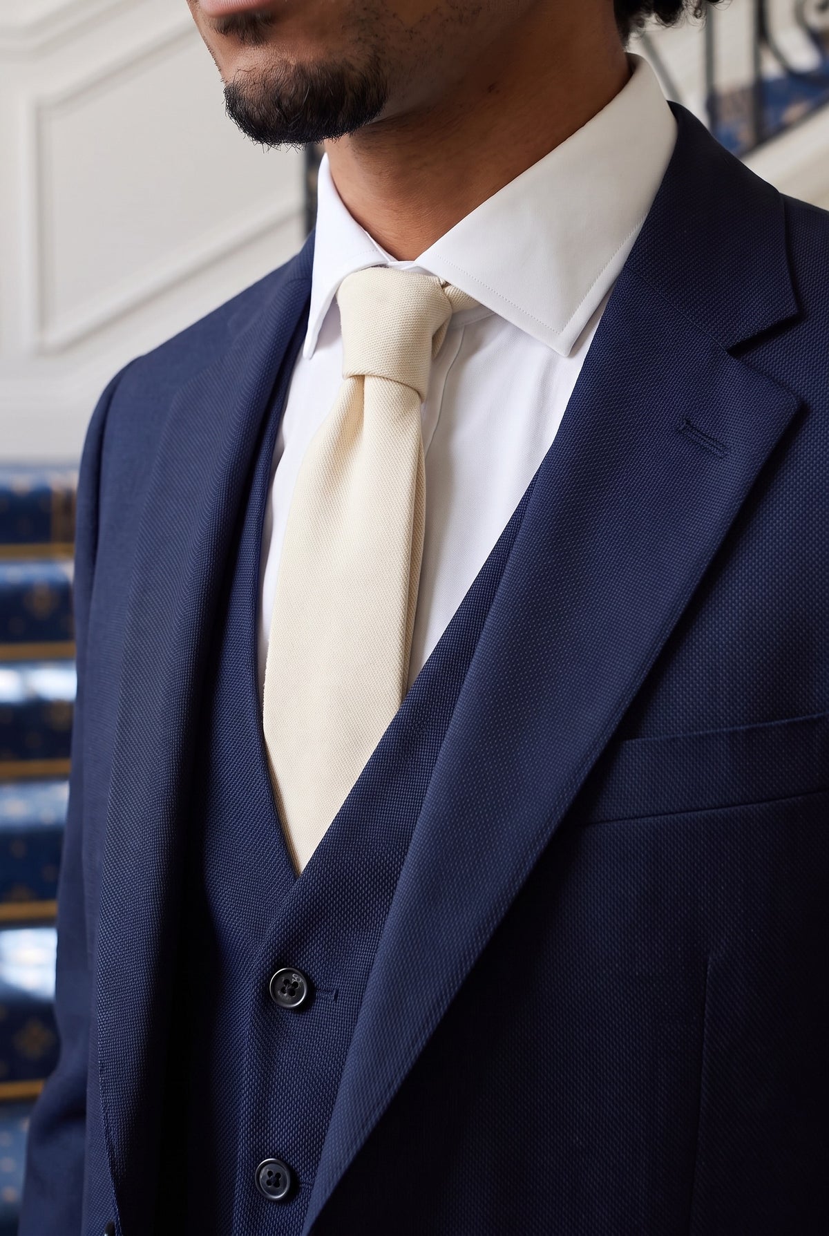 Men’s Cream Suede-Finish Tie