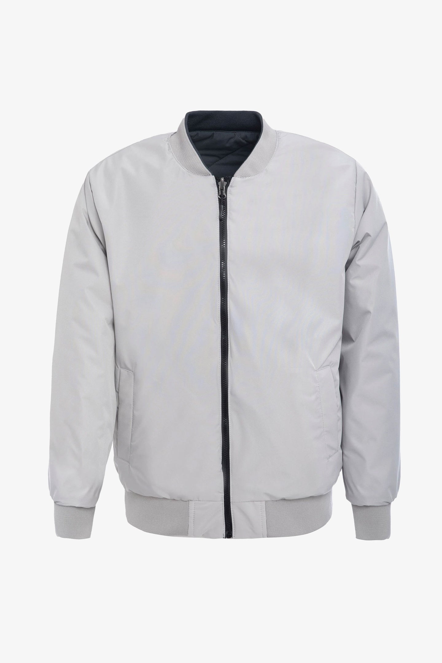 Men’s Grey & Beige Reversible Bomber Lightweight Quilted 2-in-1 Jacket