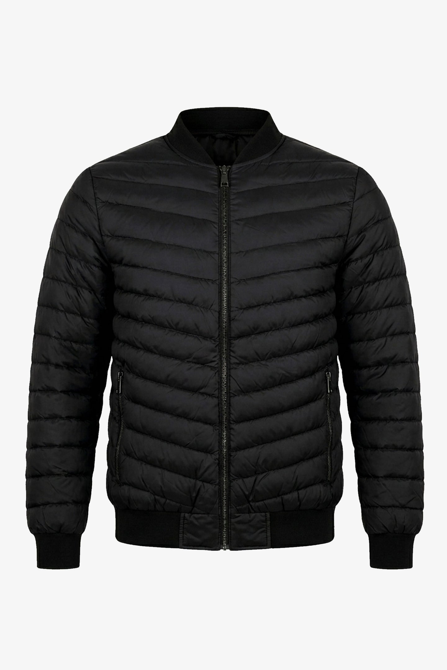 Men’s Black Quilted Bomber Lightweight Padded Zip Jacket