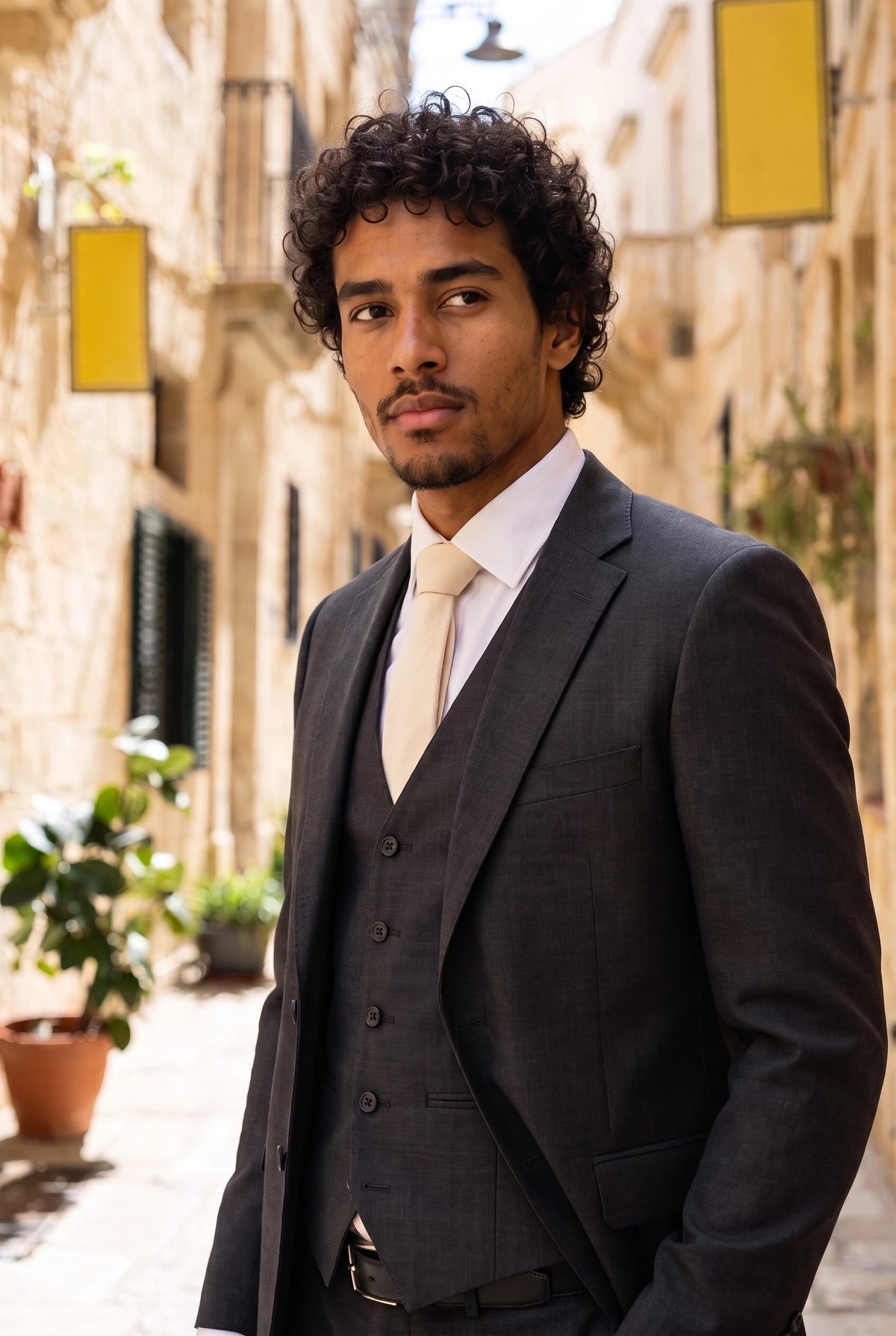 Men’s Cream Suede-Finish Tie