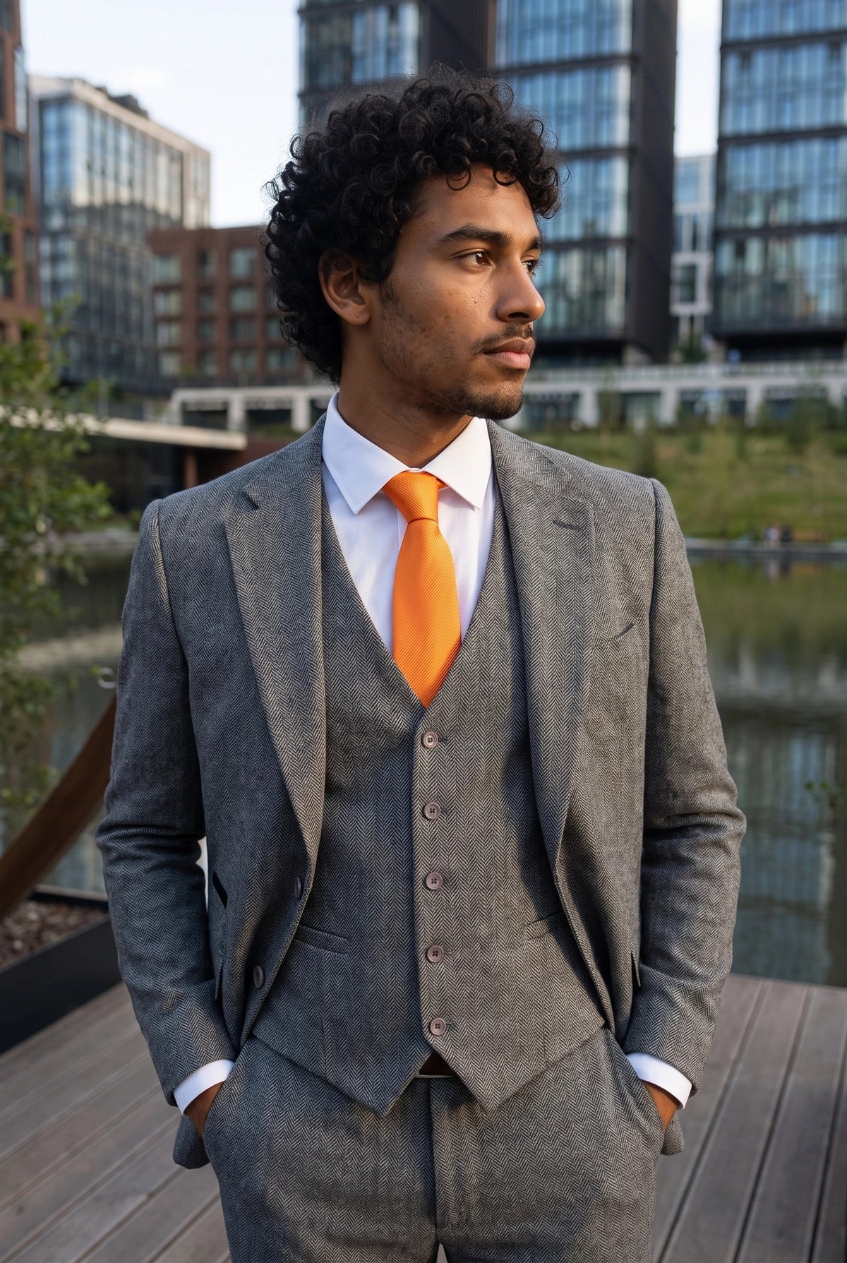 Men’s Orange Slim 6cm Solid Colour Tie