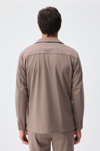 Men’s Taupe Brown Soft Jersey Blazer Smart Casual Jacket