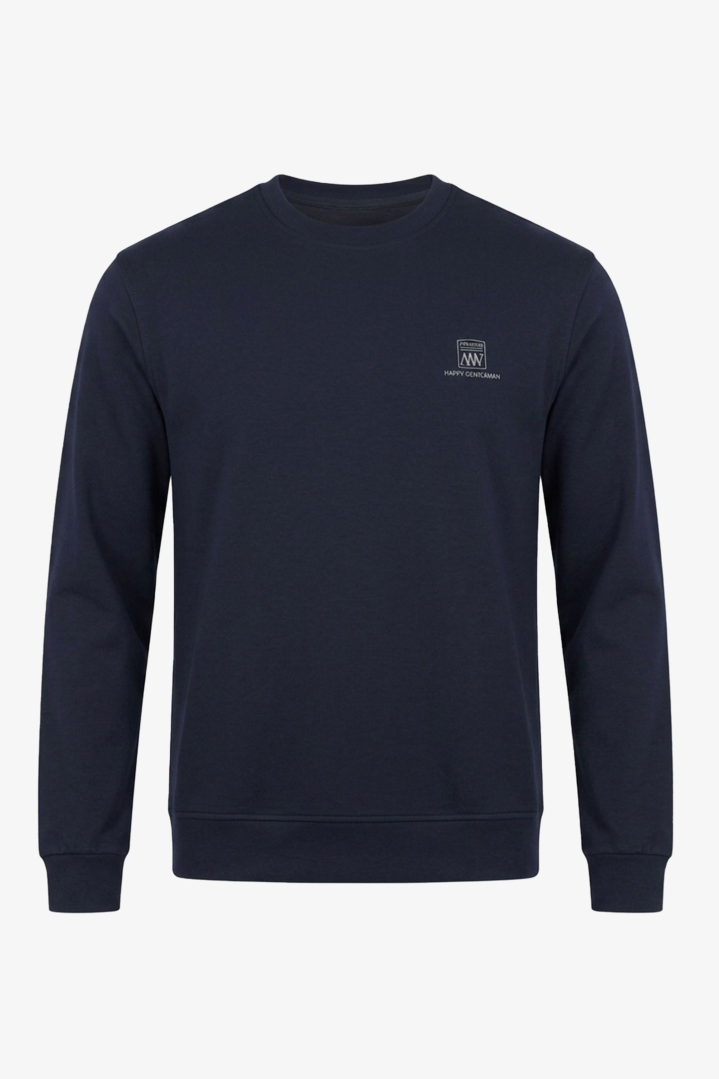 Men’s Navy Cotton Blend Crew Neck Sweatshirt Long Sleeve Stretch Pullover