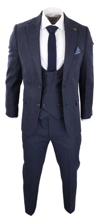 Men's Navy Check 3 Piece Suit