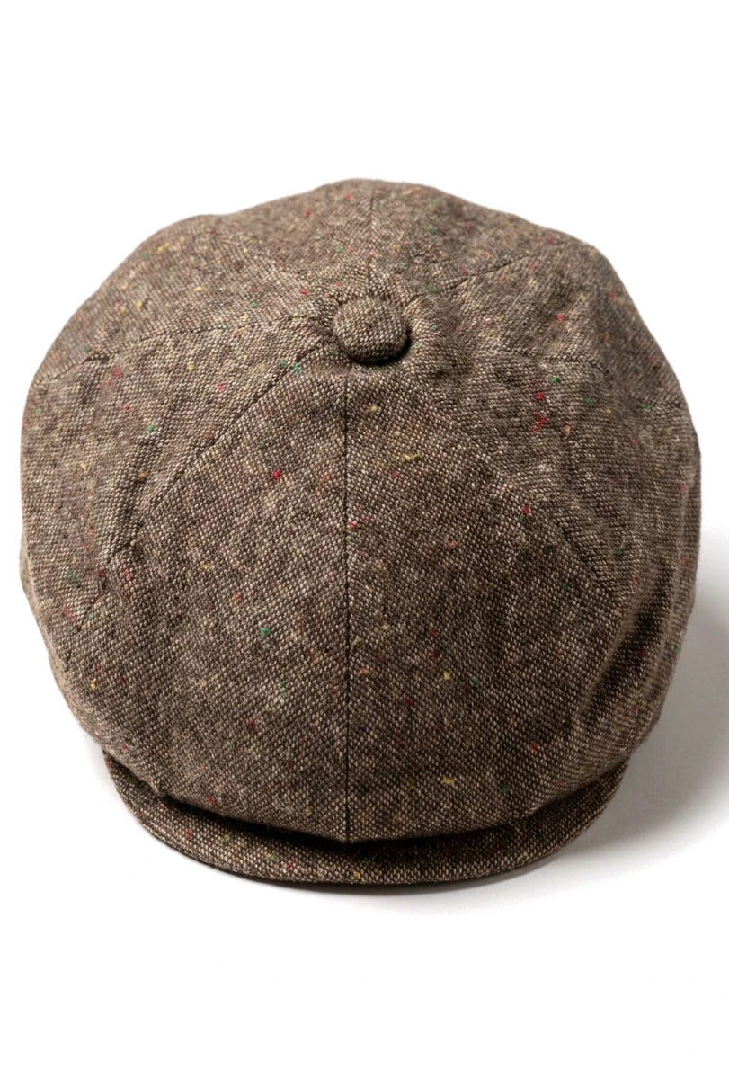 8 Panel Baker Boy Cap Shelby Hat Wool Tweed Classic Brown Razor