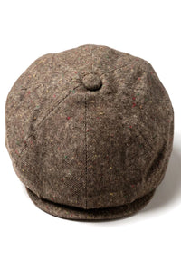 8 Panel Baker Boy Cap Shelby Hat Wool Tweed Classic Brown Razor