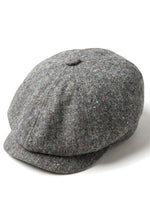 8 Panel Baker Boy Cap Shelby Hat Wool Tweed Classic Grey Razor