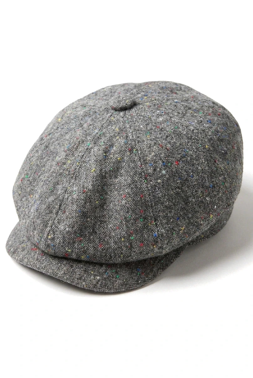 8 Panel Baker Boy Cap Shelby Hat Wool Tweed Classic Grey Razor