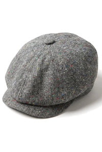 8 Panel Baker Boy Cap Shelby Hat Wool Tweed Classic Grey Razor