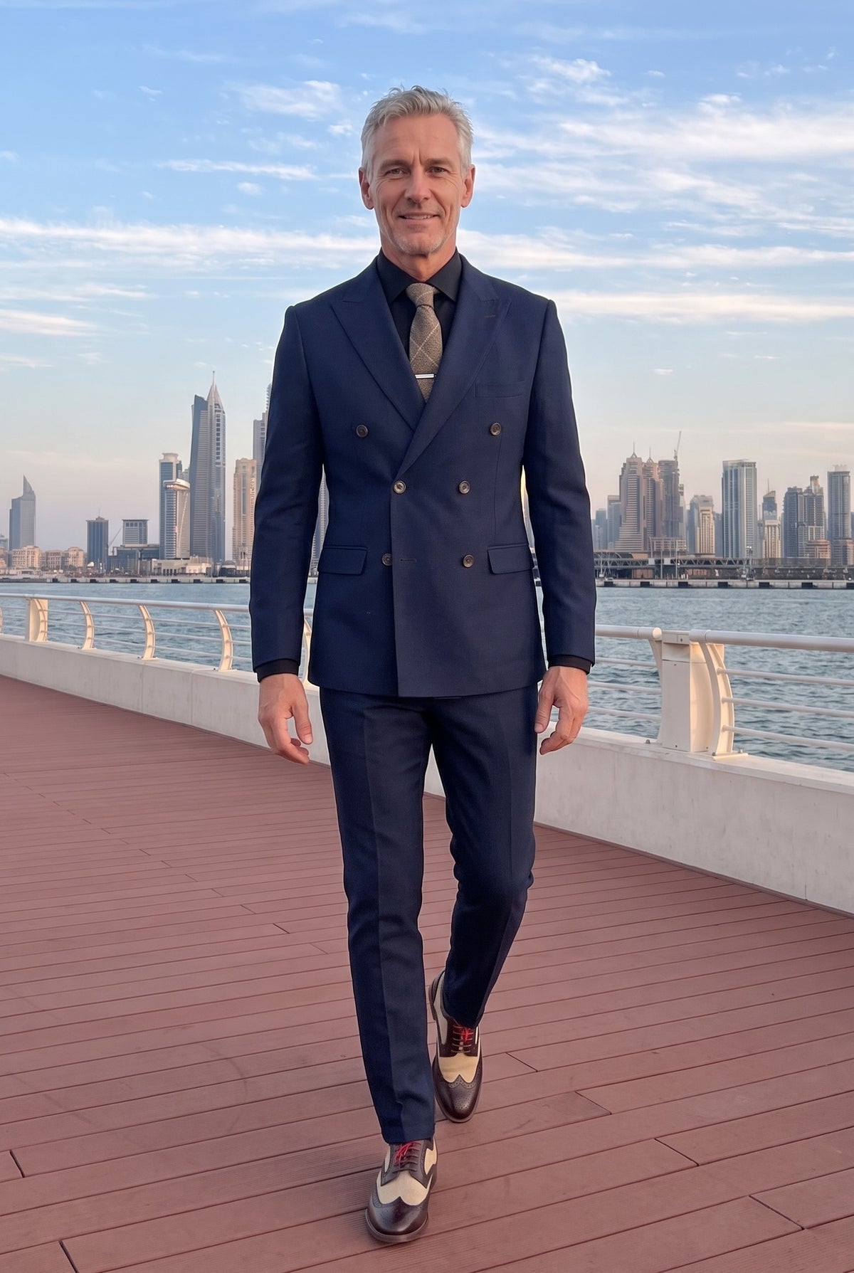 Look #638 styled with Mayfair - Men's Navy 2 Piece Double Brested Suit