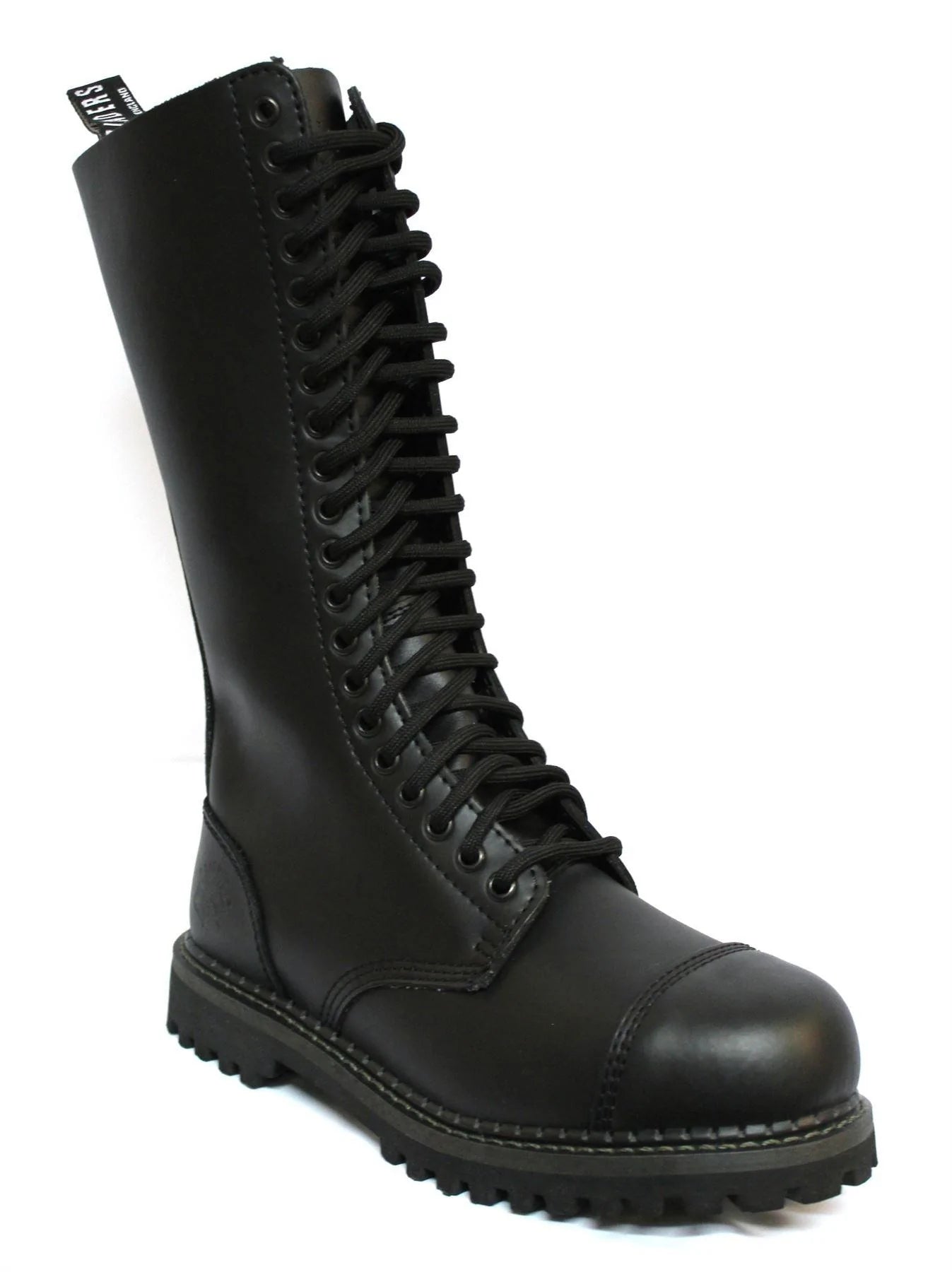 Unisex Real Leather Military Boots Black Ginders King Punk Rock Safety Steel Toe