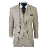 AK-08 Men's 3-Piece Cream Prince Of Wales Check Suit
