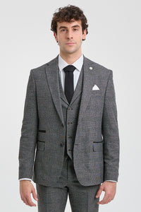 Men's Grey Glen Check 3 Piece Suit