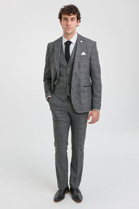 Men's Grey Glen Check 3 Piece Suit