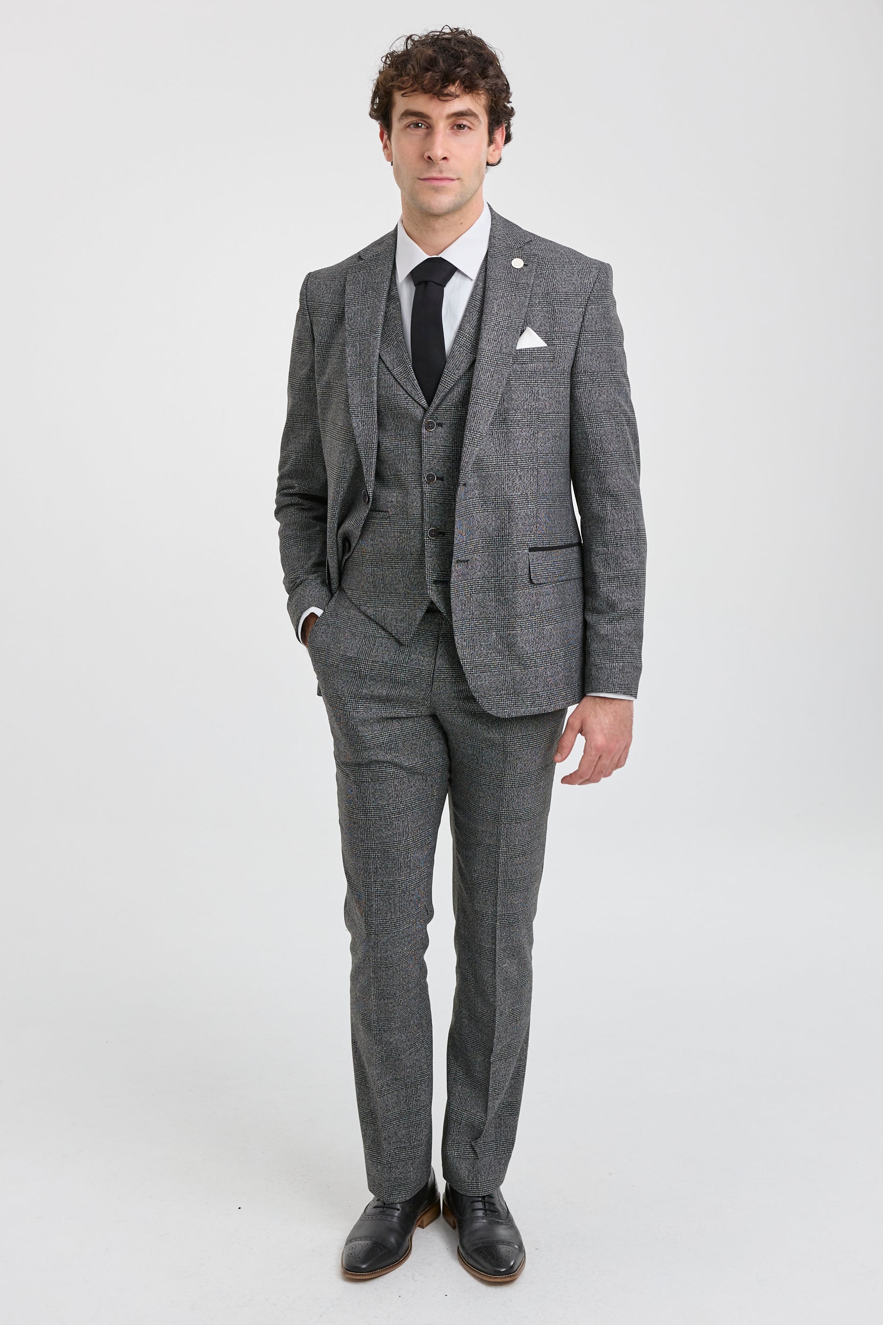 Men's Grey Glen Check 3 Piece Suit