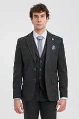 Men's Black Glen Check 3 Piece Suit