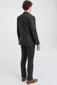 Men's Black Glen Check 3 Piece Suit