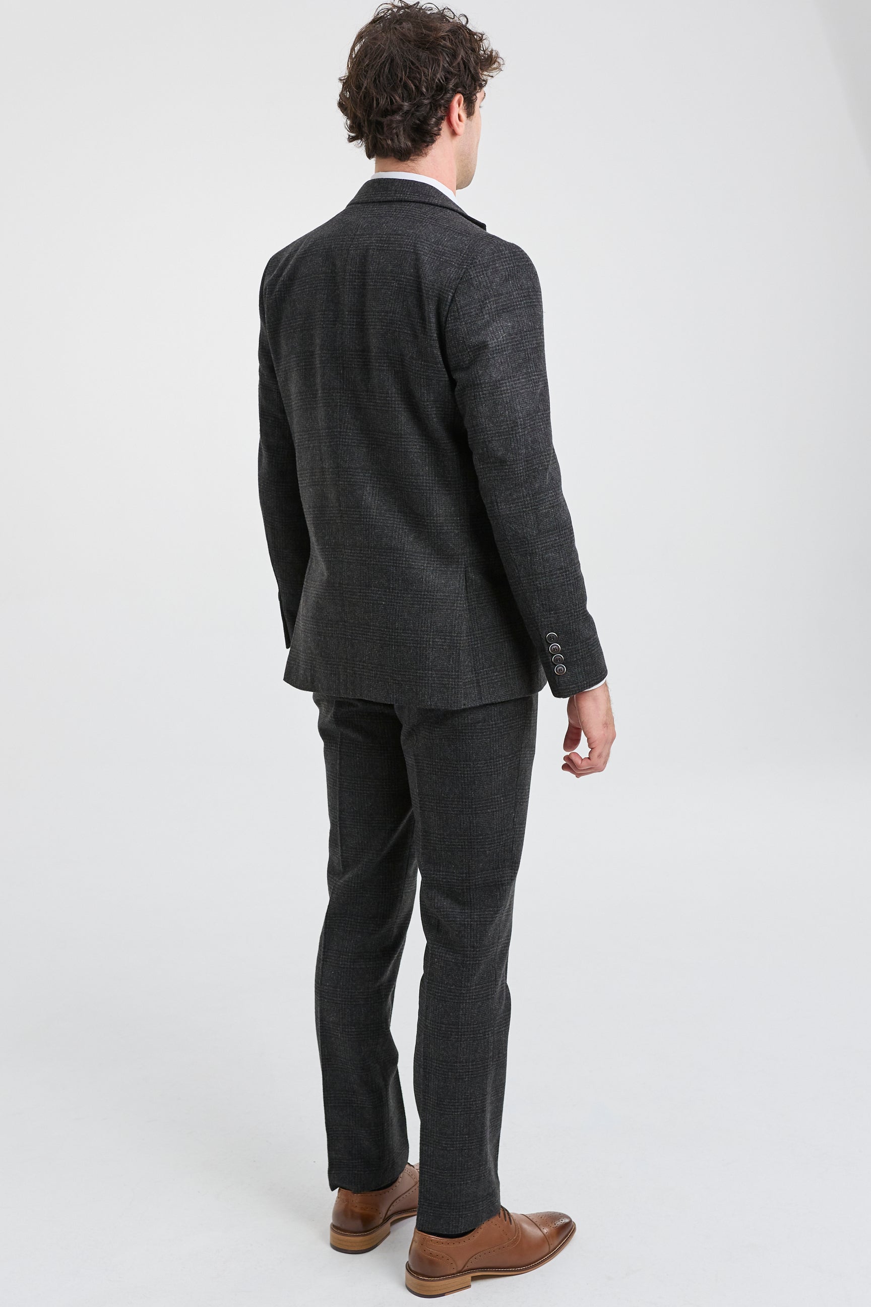 Men's Black Glen Check 3 Piece Suit