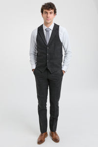 Men's Black Glen Check 3 Piece Suit