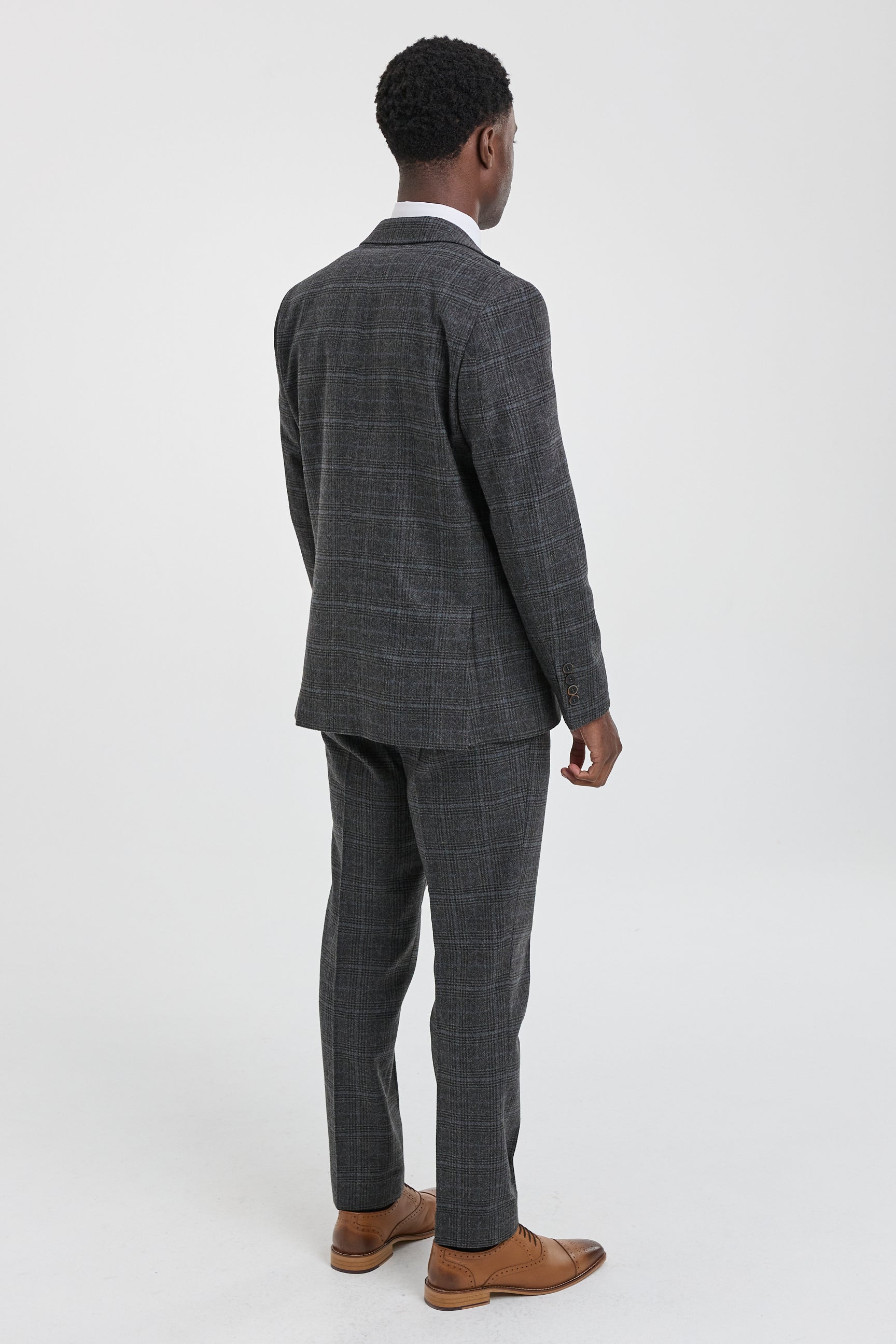 Men's Grey Tartan Check 3 Piece Suit