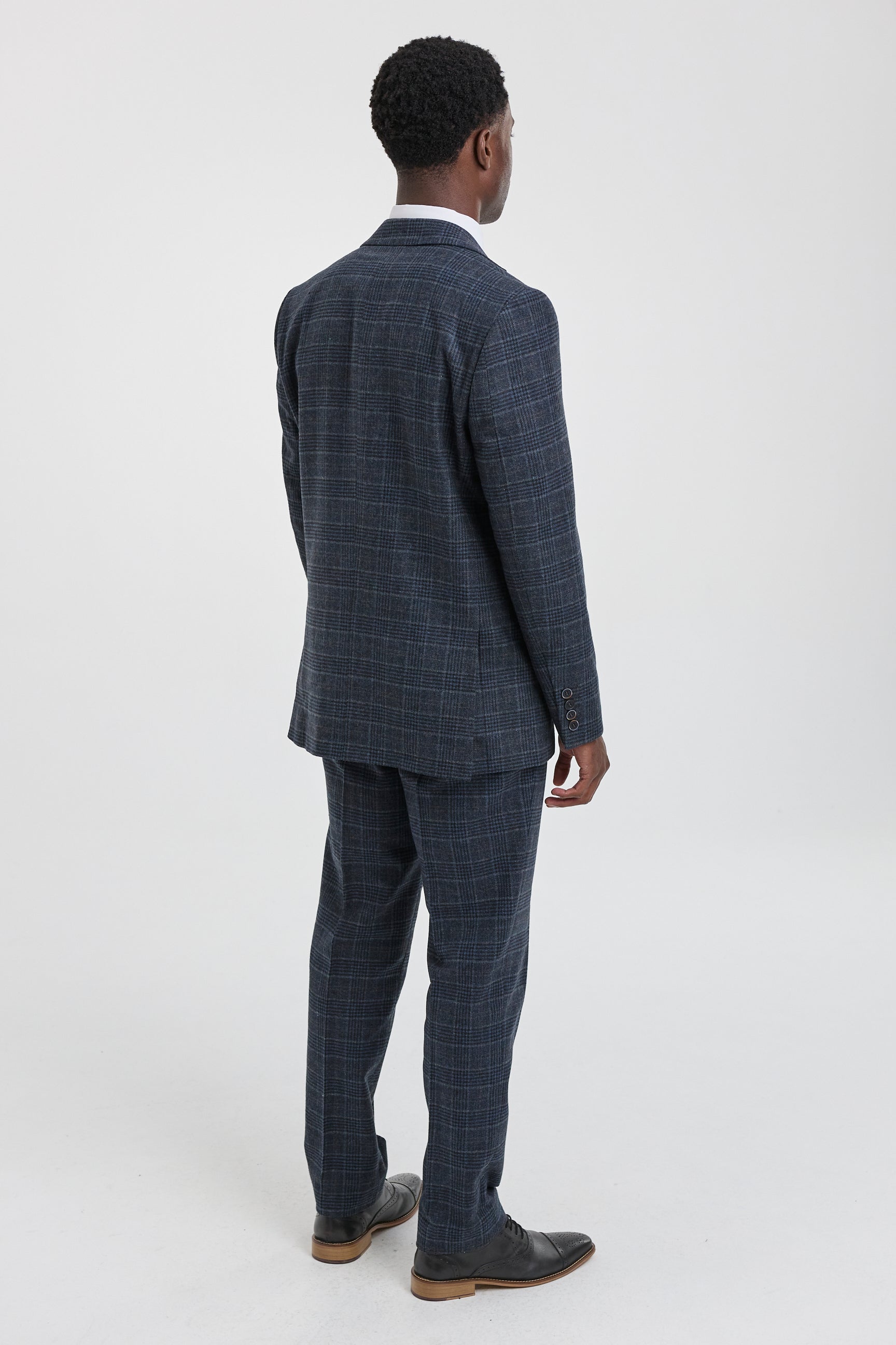 Men's Blue Tartan Check 3 Piece Suit