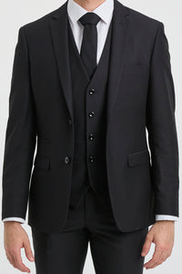 Paul Andrew Parker - Mens 3 Piece Black Tailored Fit Complete Suit Classic Door Man Mourning Funeral