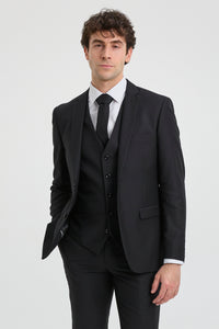 Paul Andrew Parker - Mens 3 Piece Black Tailored Fit Complete Suit Classic Door Man Mourning Funeral