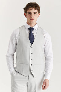Belmont - Men's Silver Tailored Fit Waistcoat